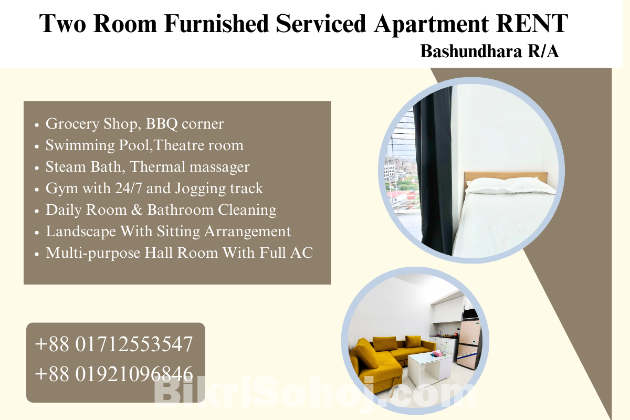 Two Room Apartment RENT In Bashundhara R/A.